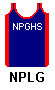 singlet: blue (navy) with red side panels and trim NPGHS in white on front