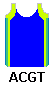 singlet: blue (navy) with lime dark teal light teal 3 stripe side panel
