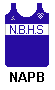 singlet: blue (navy) with white band and NBHS on front