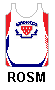singlet: White with red under arms red and blue sides coat of arms front and back