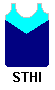 singlet: blue (light) v-shaped top blue (navy) bottom