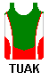 singlet: green top with wide red band at bottom and white side panels with red inset